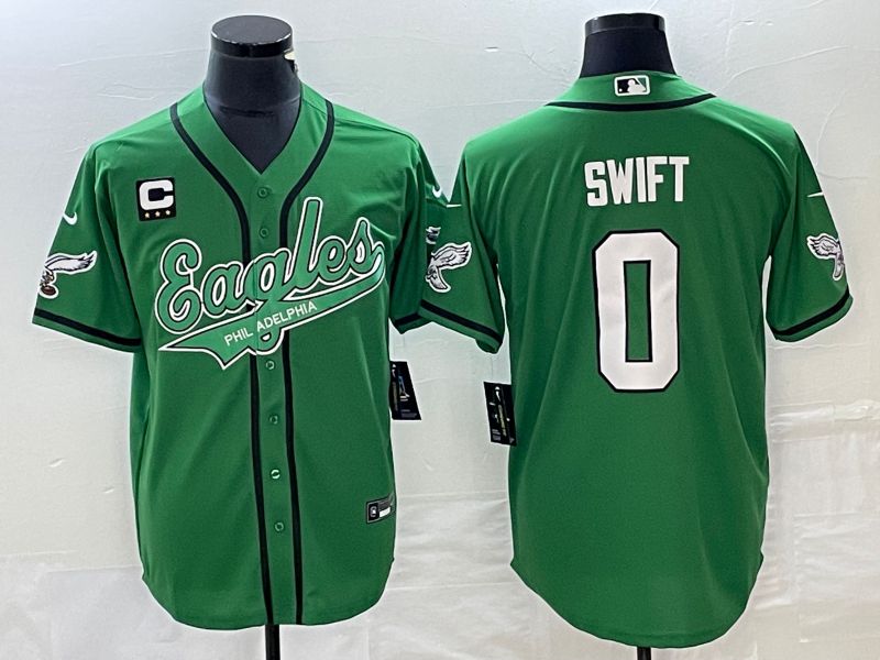 Men Philadelphia Eagles 0 Swift Green Co Branding Game NFL Jersey style 2